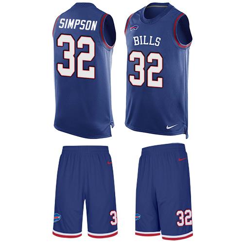 Nike Bills #32 O. J. Simpson Royal Blue Team Color Men's Stitched NFL Limited Tank Top Suit Jersey - Click Image to Close